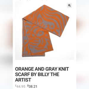 Billy the Artist orange and gray acrylic scarf